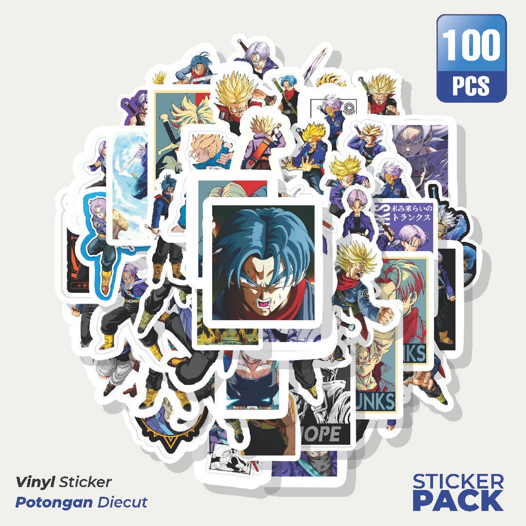 

Super Hemat! 100 PCS Stiker Anime Trunks Waterproof Aesthetic- Untuk Laptop, Motor, dan Helm - Paper Stationery Pack