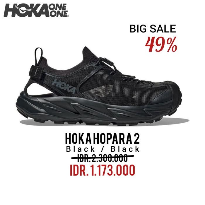SEPATU RUNNING HOKA HOPARA BLACK / BLACK MEN'S HIKING 100% ORIGINAL BNIB / SEPATU SNEAKERS PRIA DAN 