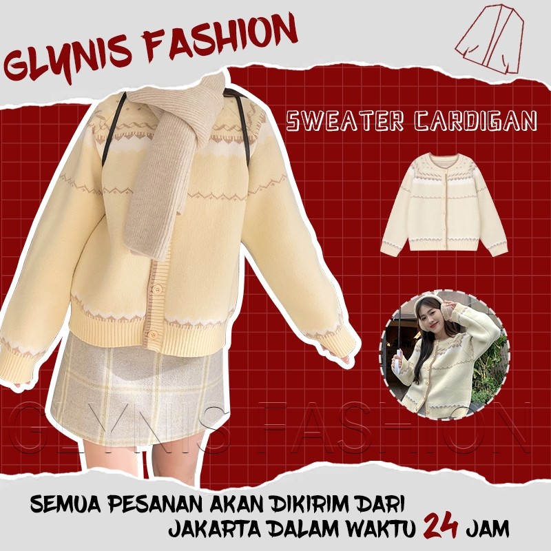 AJISHOP Glynis - Cardigan Wanita Oversize | Sweater Kardigan Outher Big Size Korean Style | Cardigan