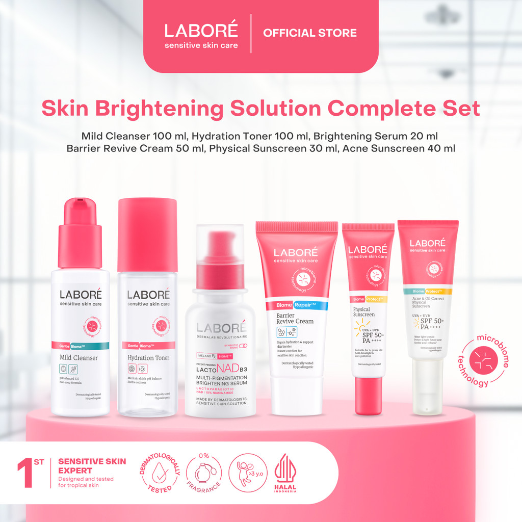 LABORE Skin Brightening Solution Complete Set - LABORE Sensitive Skin Care GentleBiome Mild Cleanser