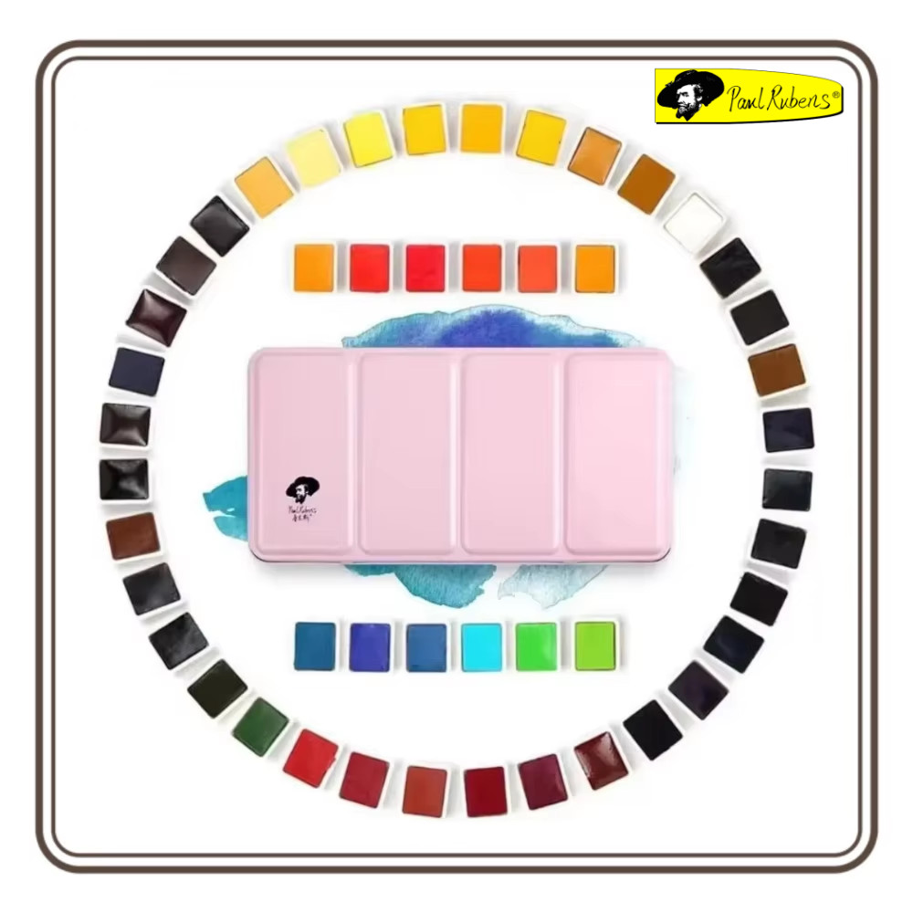 

Paul Rubens 12/24/48 Colors Watercolor Set Artist Grade Solid Watercolor Pigment with Portable Metal Box for Artists Beginners