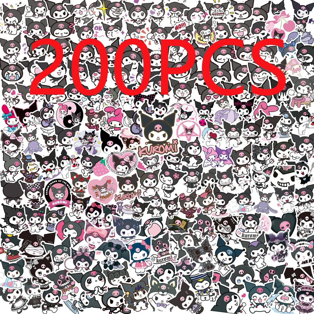 

50/100/200Pcs Kawaii Anime Sanrio Kuromi Stickers Skateboard Guitar Suitcase Motorcycle Graffiti Decal Waterproof Sticker Toys