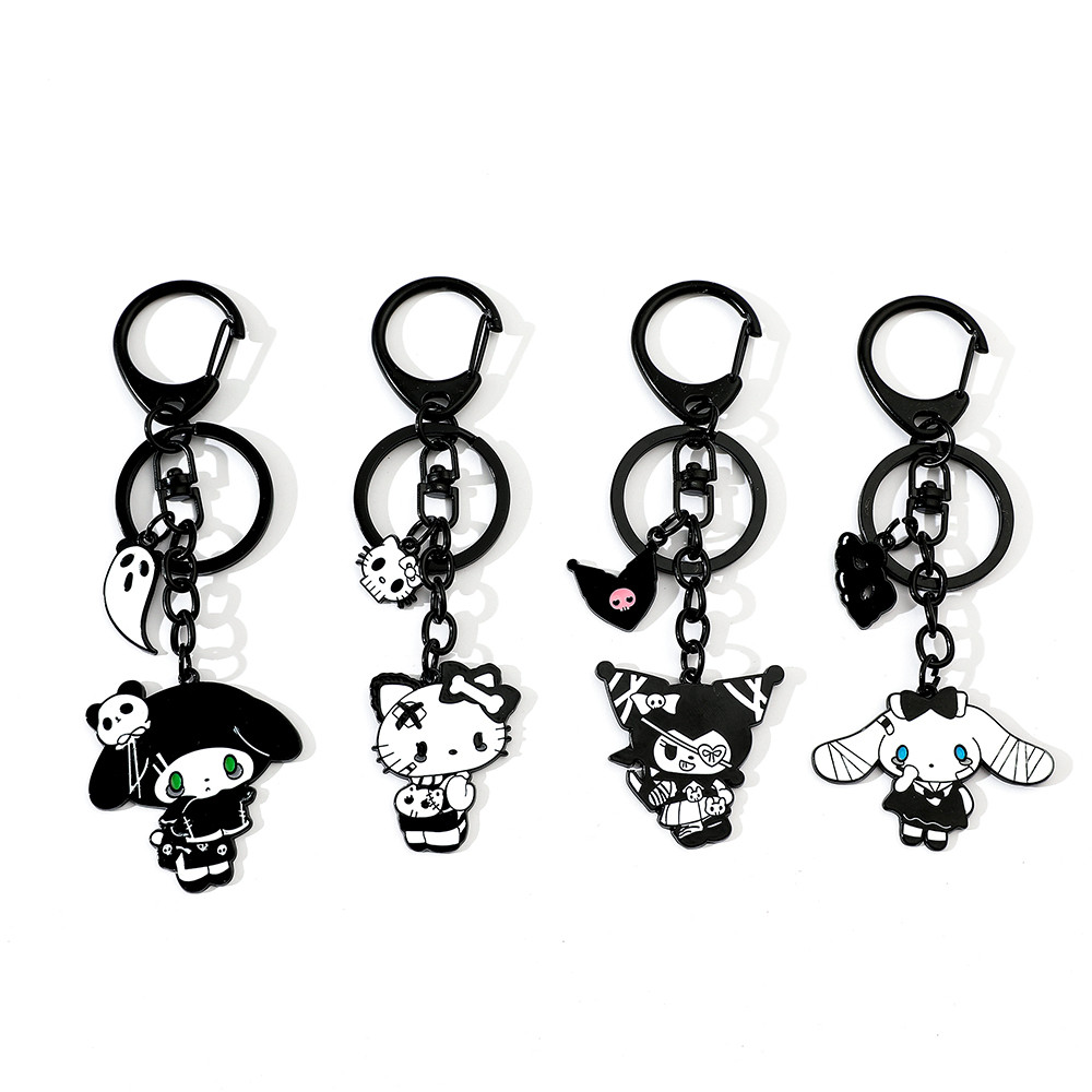 

Sanrio Cartoon Cute Cinnamon Hello Kitty Keyrings Sweet Cool Kuromi Melody KeyChain For Friends Jewelry Pendant Accessories