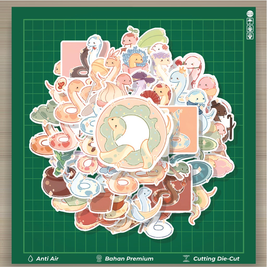 

HOT 50 PCS STIKER Stiker Cute Snake [Ular Lucu] Stiker Fashion Cars Decal Dingin Kartu Album Custom Vinyl Anti Air- Sticker Aesthetic Buku Journal Koper Casing HP Tablet Laptop Helm Motor Botol Minum