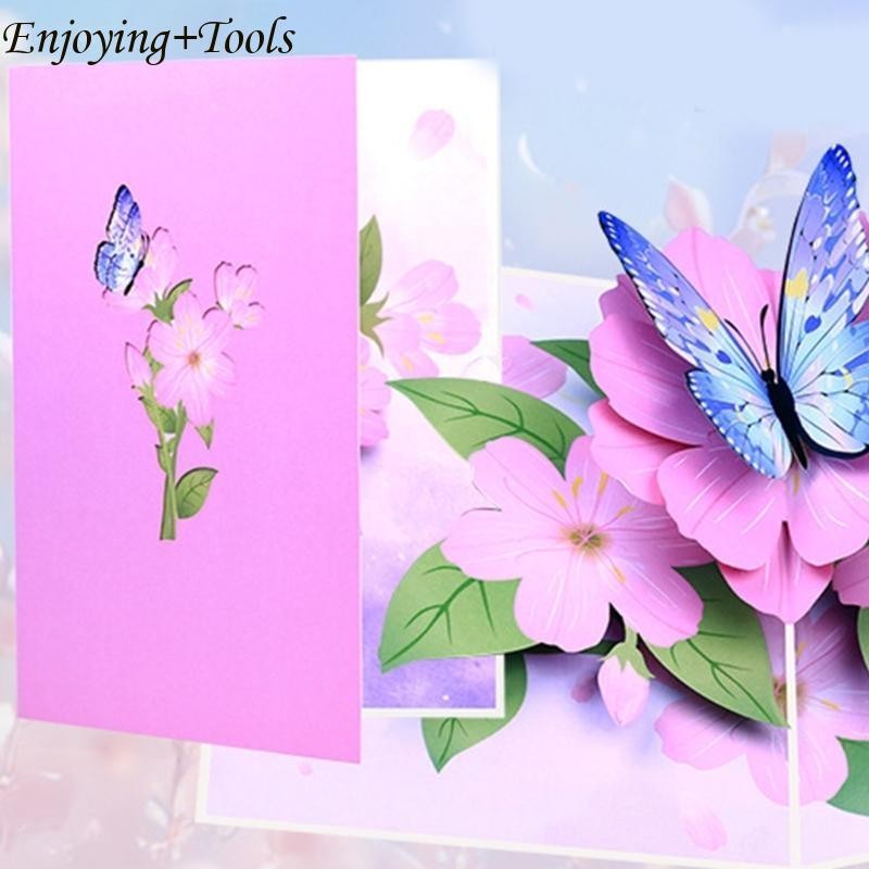 

Q1JA 3D Popup Butterflies and Flowers Postcard Handmade Greeting Card with Envelope