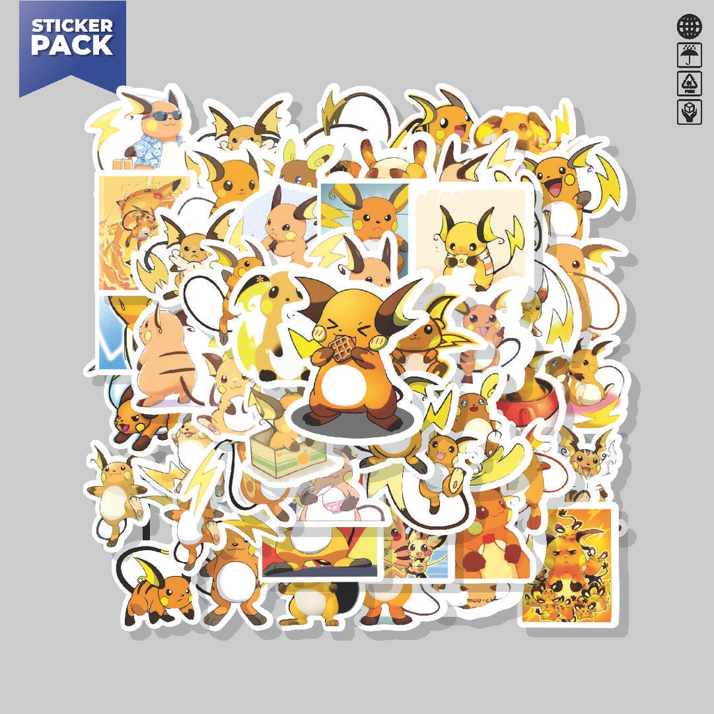 

[100PCS]Stiker Pack Stiker Raichu Pokemon Aesthetic Vinyl Anti Air Dekorasi Sticker Laptop Buku Journal Koper Helm Casing HP Gitar Helm Skateboard