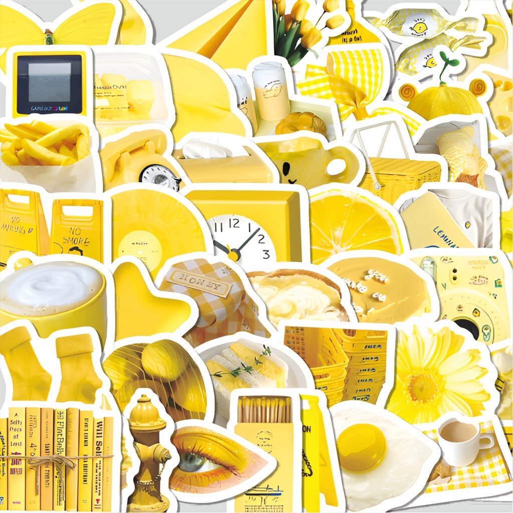 

Stiker Cutting Pack Stiker INS Yellow [Kuning] Isi 100Pcs Series Aesthetic Lucu Keren Untuk Koper Bahan Vynil