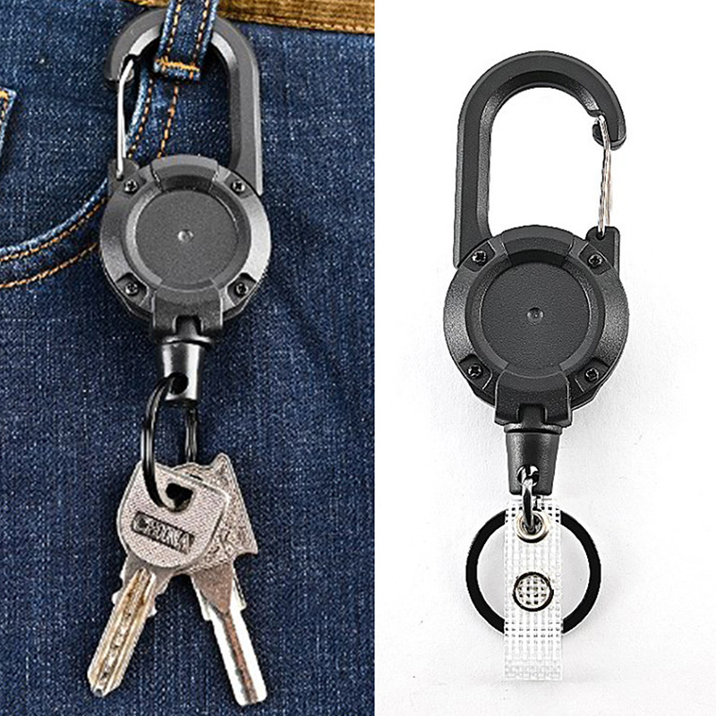 

Anti-theft Metal Easy-to-pull Buckle Rope Elastic Keychain Retractable Key Ring Anti Lost Ski Pass ID Card