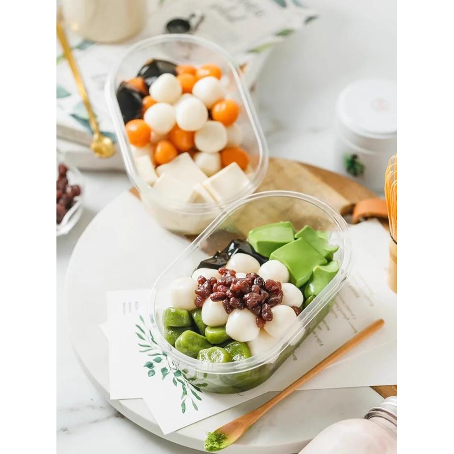 10pcs - 450ml korean dessert box Oval Premium dessert cup tiramisu cup puding cup box mika kue