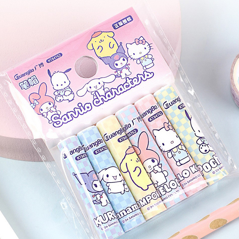 

6PCS Kawaii Pencil Cap Protector Cute Cinnamoroll Kitty Melody Pen Topper Covers Pencil Extender Stationery School Supplies