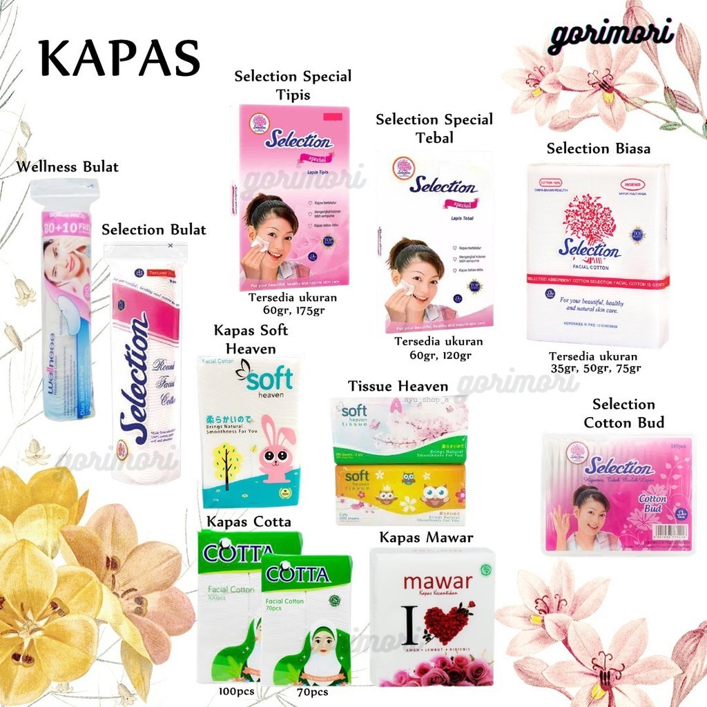 [𝙂𝙊𝙍𝙄𝙈𝙊𝙍𝙄] KAPAS SELECTION FACIAL KAPAS ACNES /  SOFT HEAVEN / COTTA KAPAS KECANTIKAN