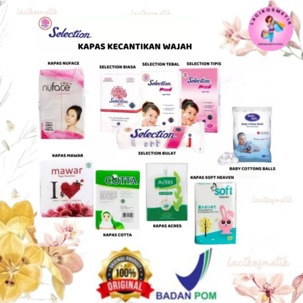 ✨LACIKOSME✨ KAPAS SELECTION FACIAL KAPAS ACNES /  SOFT HEAVEN / COTTA KAPAS KECANTIKAN