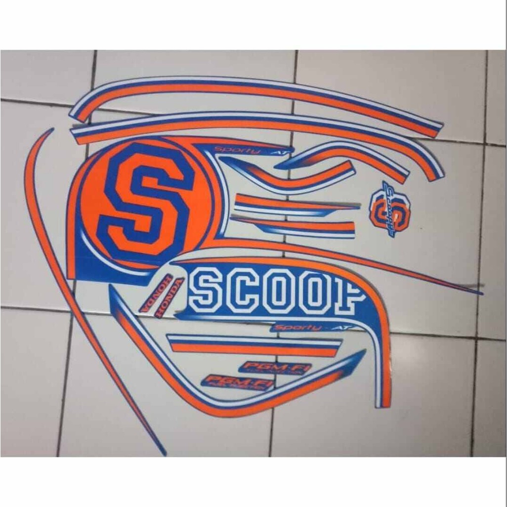 Striping Ori body Honda Scoopy sporty fi 2014 stiker bawaan original bodi honda scopy stylish scoopy