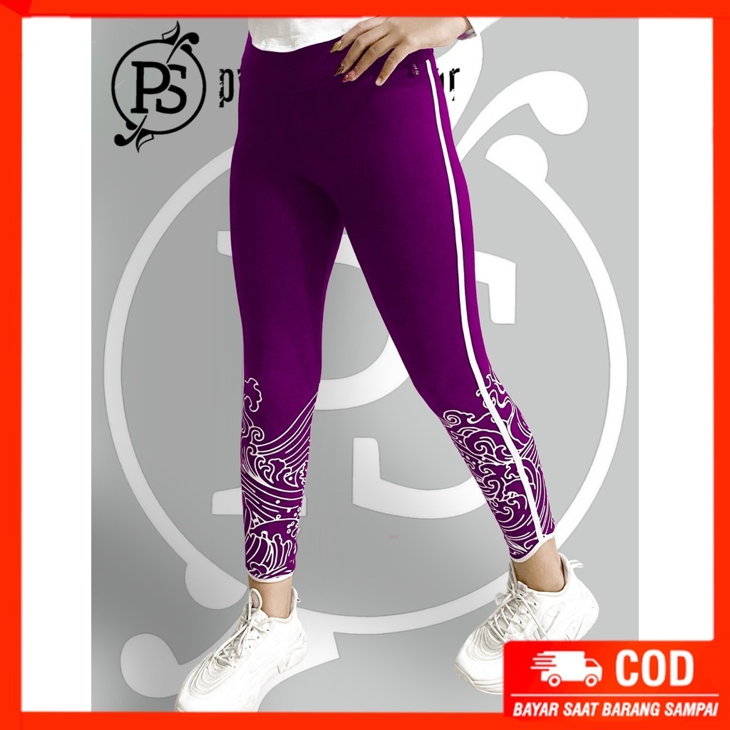 Pyursportwear - Legging 7 /8 Batik - Aerobic Hitam Muslimah, Stylish, dan Nyaman saat Berolahraga: I