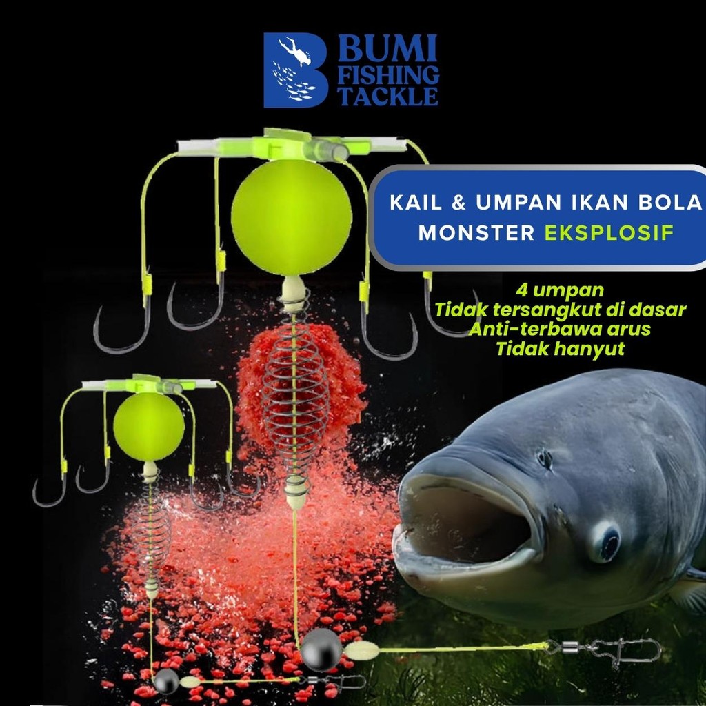 Bumi Fishing Kail & Umpan Ikan Eksplosif Bola Keranjang Anti Dasar Tenggelam  Ikan Besar Tuna Perlen