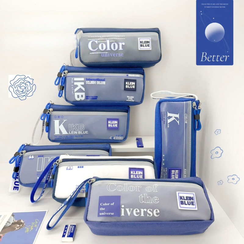 

Pencil Case Blue Transparent Large-capacity Stain-resistant Stationery Bag Excellent Appearance Quality Stationery Box
