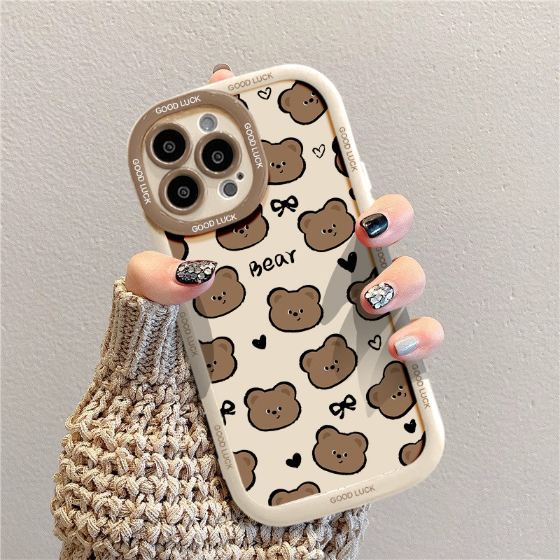 beruang kopi Untuk case oppo a3s a15s a16 a57 a77s a60 a17 a17k a54 a15 a5s a53 a7 a12 a58 a96 a76 a