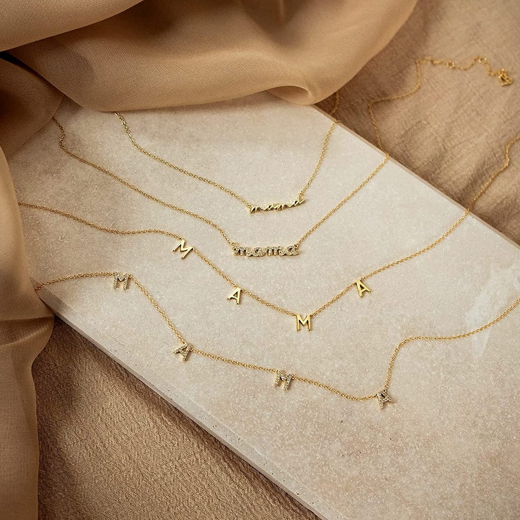 

GD Wholesale Elegant Gift Tarnish Free Jewelry mother day 18k Gold Plated Stainless Steel initial Mama Chain Necklace Choker