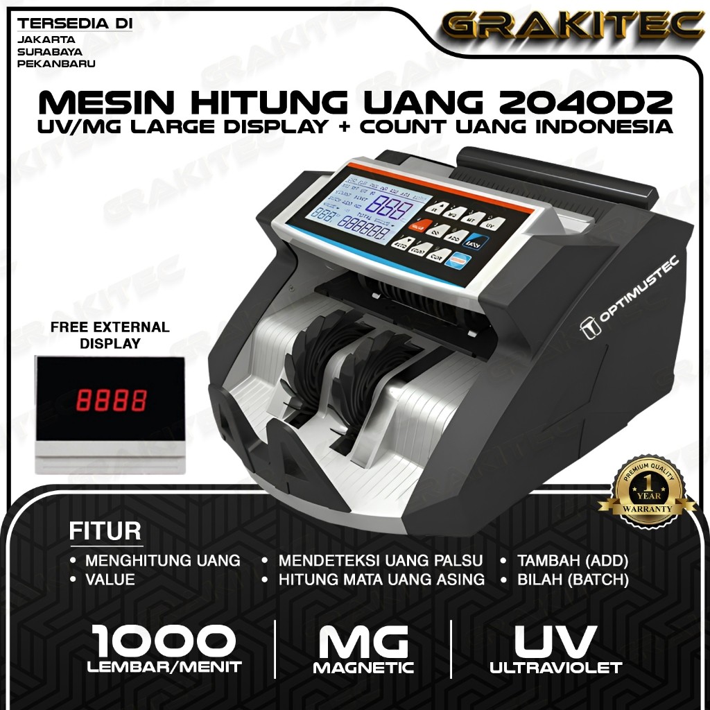 

Mesin Penghitung Uang 2040D2 Dual Display - Alat Hitung Uang Money Counter