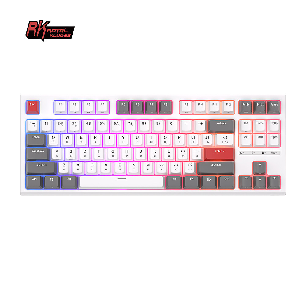 RK ROYAL KLUDGE R87 Russian Mechanical Keyboard 87 Keys RGB Backlit Hot-swappable Wired Gaming Keybo