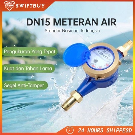 MOKETA Meteran Air PDAM SNI 1/2" Body Besi Water Meter Ledeng PDAM 0.5 Inch Meteran PDAM Flow Meter