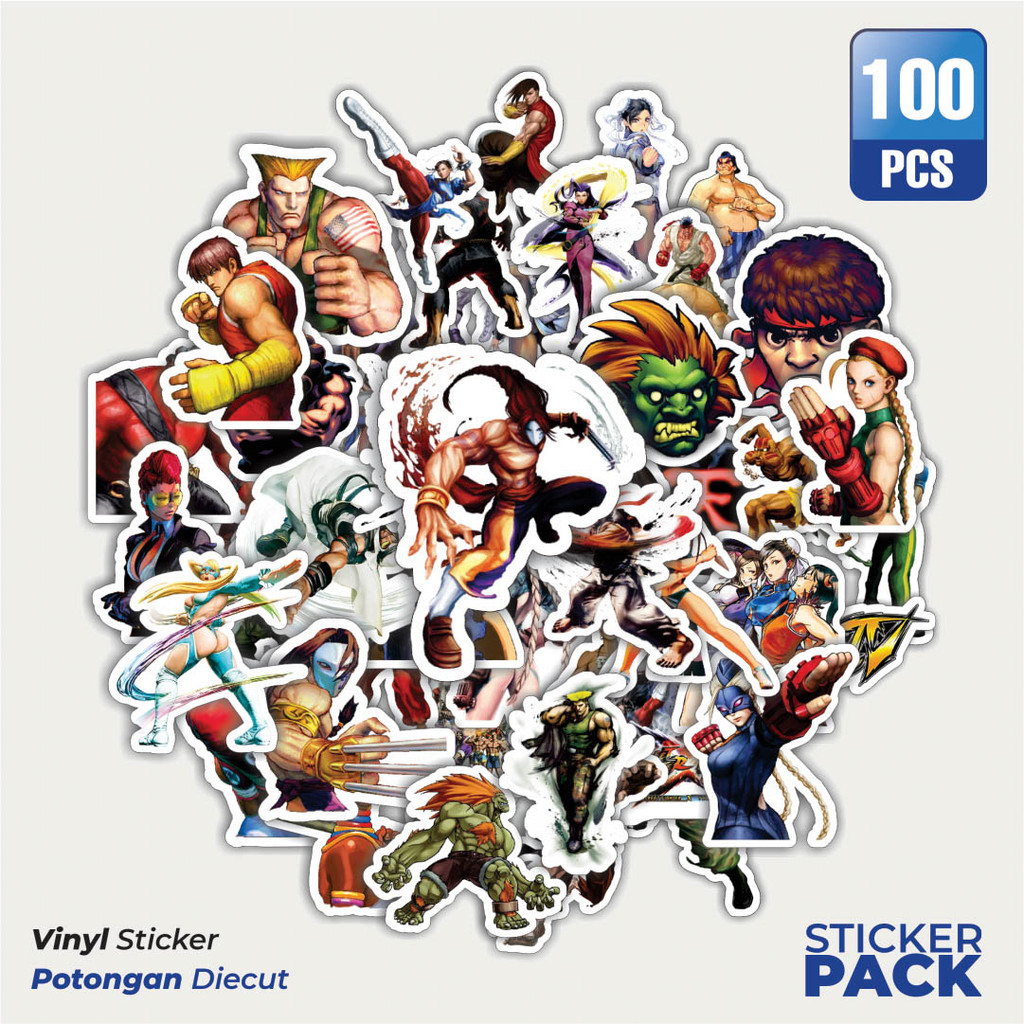 

Super Hemat! 100 PCS Stiker Video Game Series Street Fighter Character Mix 4 Waterproof Aesthetic- Untuk Laptop, Motor, dan Helm - Paper Stationery Pack