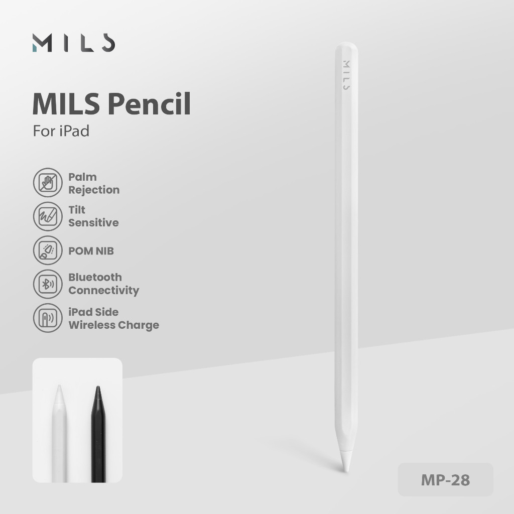 

Mils Technologies Apple Pencil Series / Stylus with Tilt Sensitive & Palm Rejection Pen for iPad 5 6 7 8 9 10 10.2 10.5 10.9 Air 3 4 5 Pro 11 12.9 13 2018 2020 2021 2022 2024 M1 M2 M4
