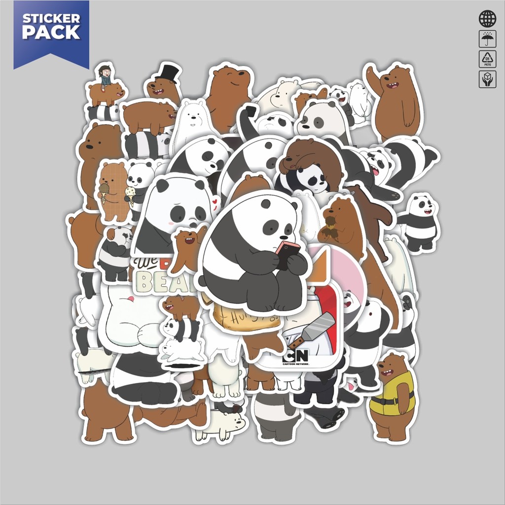 

[100PCS]Stiker Pack Stiker Kartun Series We Bare Bears Aesthetic Vinyl Anti Air Dekorasi Sticker Laptop Buku Journal Koper Helm Casing HP Gitar Helm Skateboard