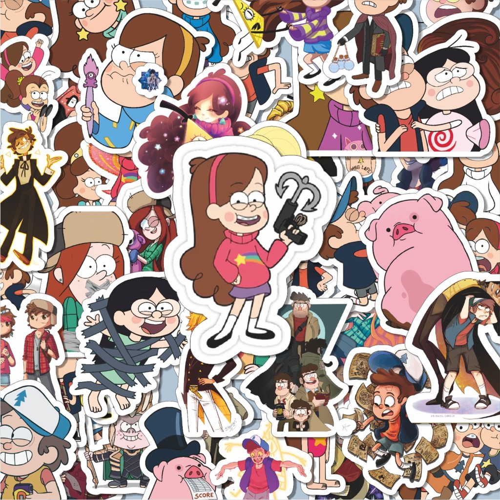 

100PCS Lucu Stiker Kartun Series Gravity Falls Karakter Mix 4 Stiker Aesthetic Stiker Anti Air Stikers Berperekat Waterproof sticker decal buat Motor Helm Buku Journal Koper Casing HP Laptop Botol Minum Hadiah anak