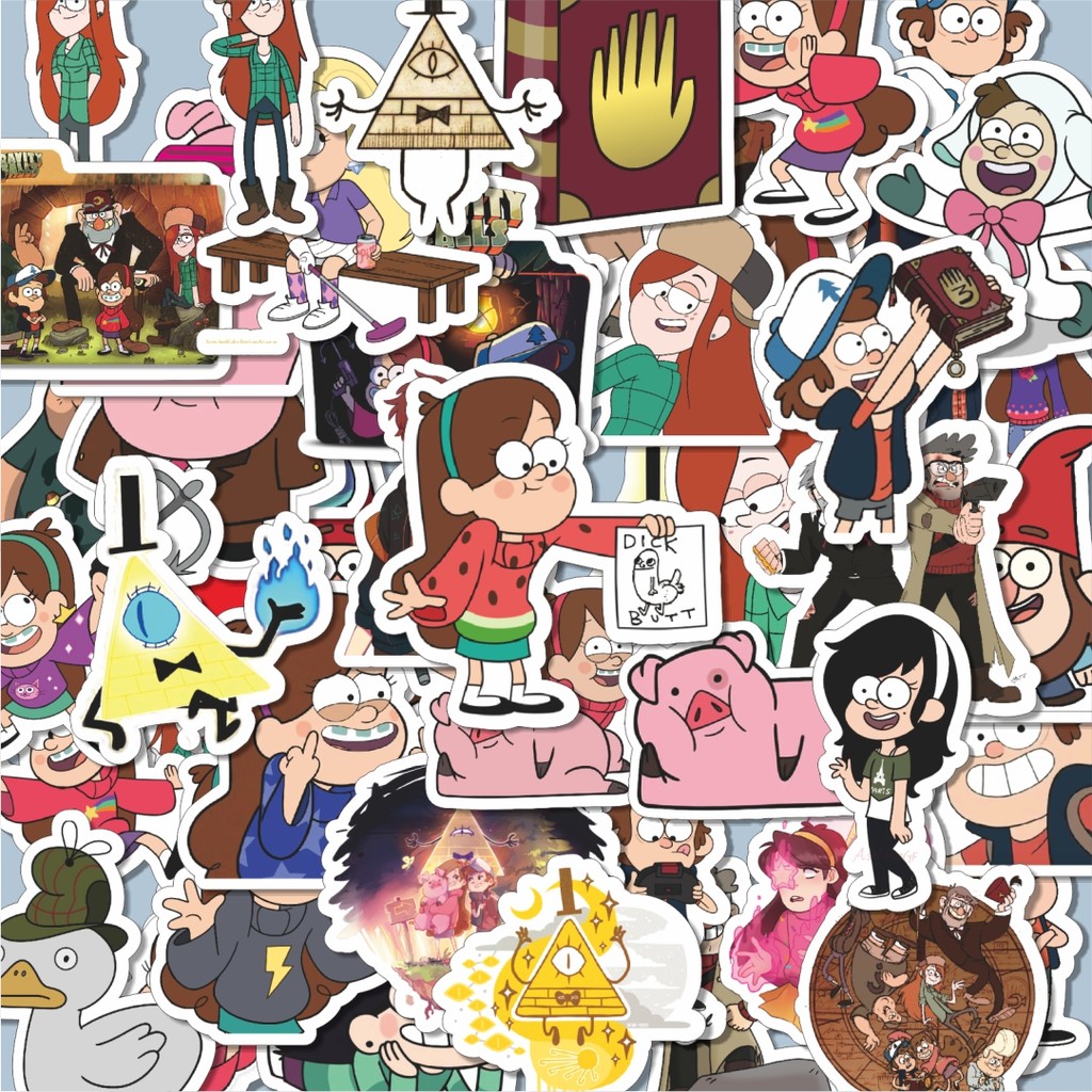 

100PCS Lucu Stiker Kartun Series Gravity Falls Karakter Mix 6 Stiker Aesthetic Stiker Anti Air Stikers Berperekat Waterproof sticker decal buat Motor Helm Buku Journal Koper Casing HP Laptop Botol Minum Hadiah anak