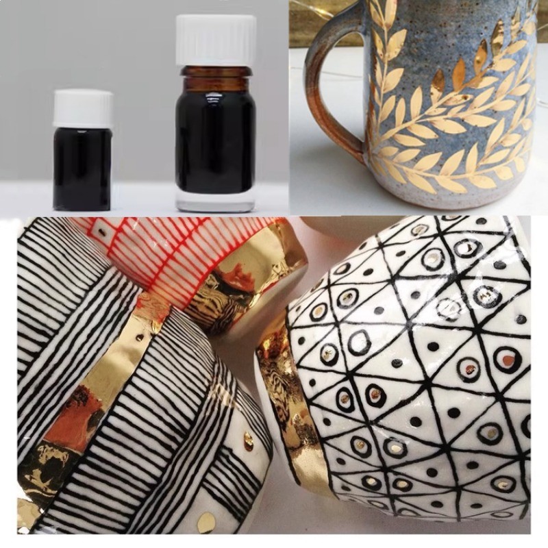 

700-800℃ Electric Kiln Low Temperature Ceramic Gold Water Metal Glaze Pigment DIY Pottery Glaze Color Tracing Decorative Paint