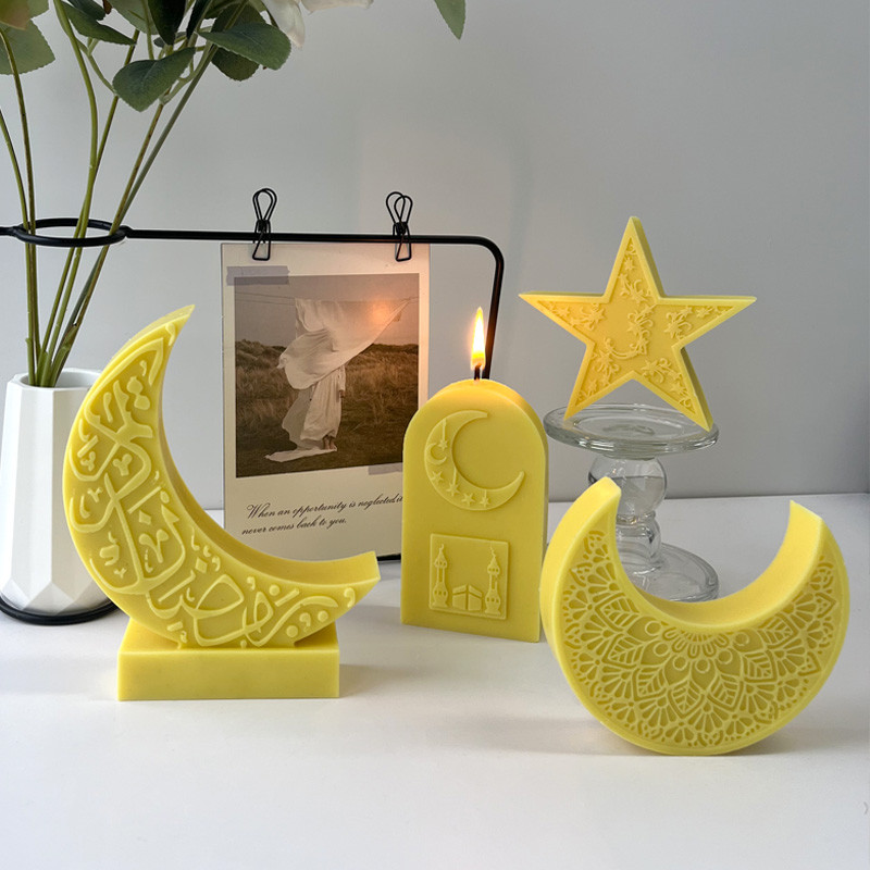 

Eid Mubarak Ramadan Moon Star Candle Mold Handmade Aroma Candle Resin Silicone Mold Islam Muslim Ramadan Decoration