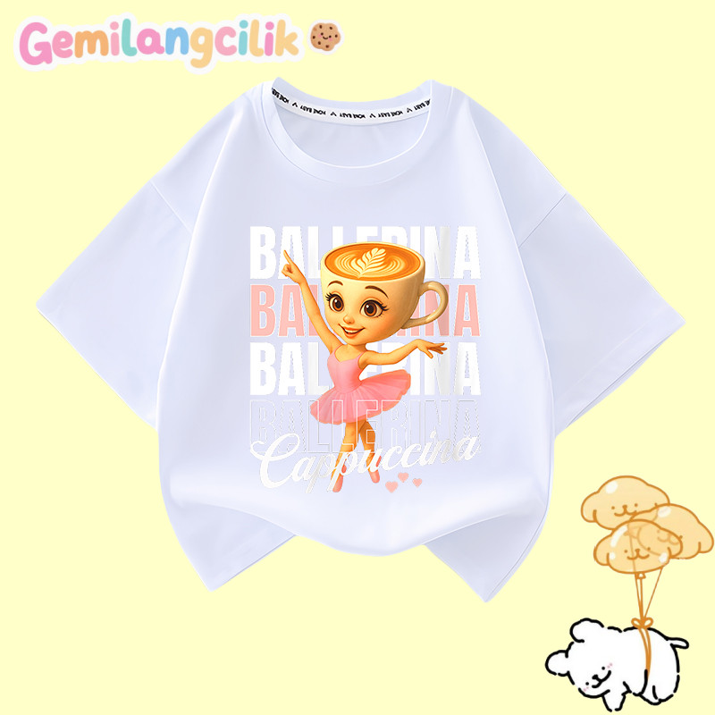 Gemilang Cilik Kaos anak cappuccino anak laki-laki dan perempuan lengan pendek anak-anak kaos tipis 