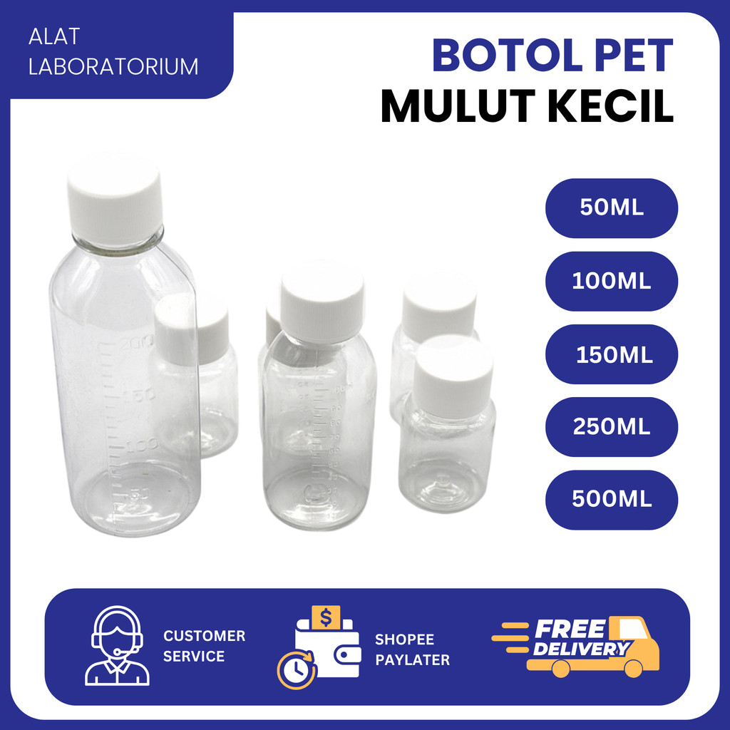 Botol Sampel Plastik PET Mulut Kecil 50 ml