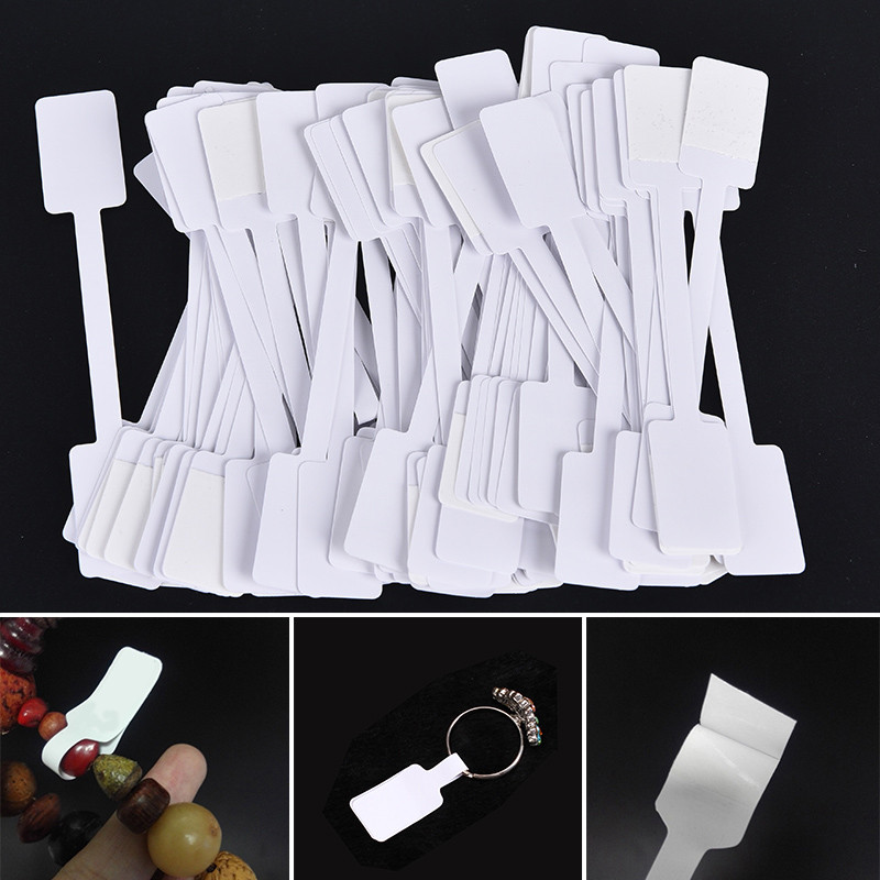 

100pcs White Price Label Tags with Hanging String Jewelry Stationery Shoes Cloth