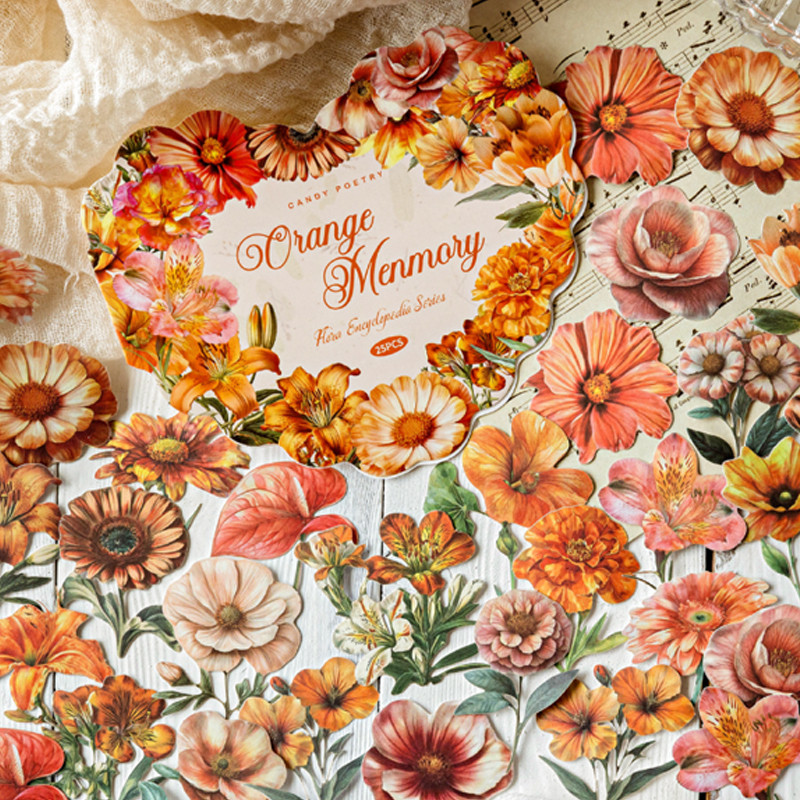 

Mr Paper 75pcs Flower Encyclopedia Illustrated Series Hard Card Stickers DIY Handbook Collage Scrapbook Greeting Cards Journals