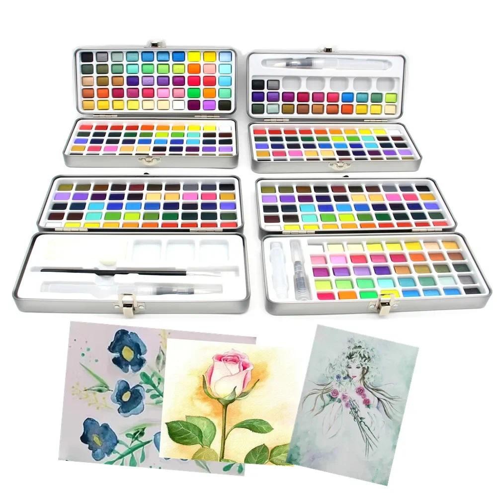 

100 COLORS Watercolor Pigment Set Colors Solid Painting Suit Box Package Professional Painting School Gift Art Supply