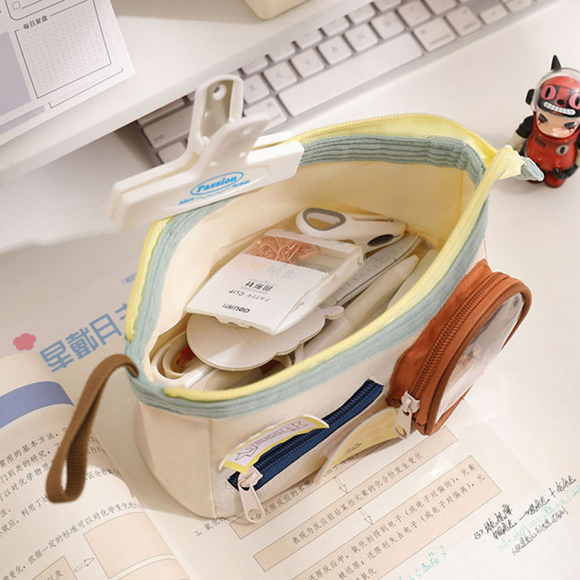 

Large Capacity Pencil Case Cute Stationery Pencil Pouch Food Velcro Back To School Estuche Escolar School Supplies Pencil Cases