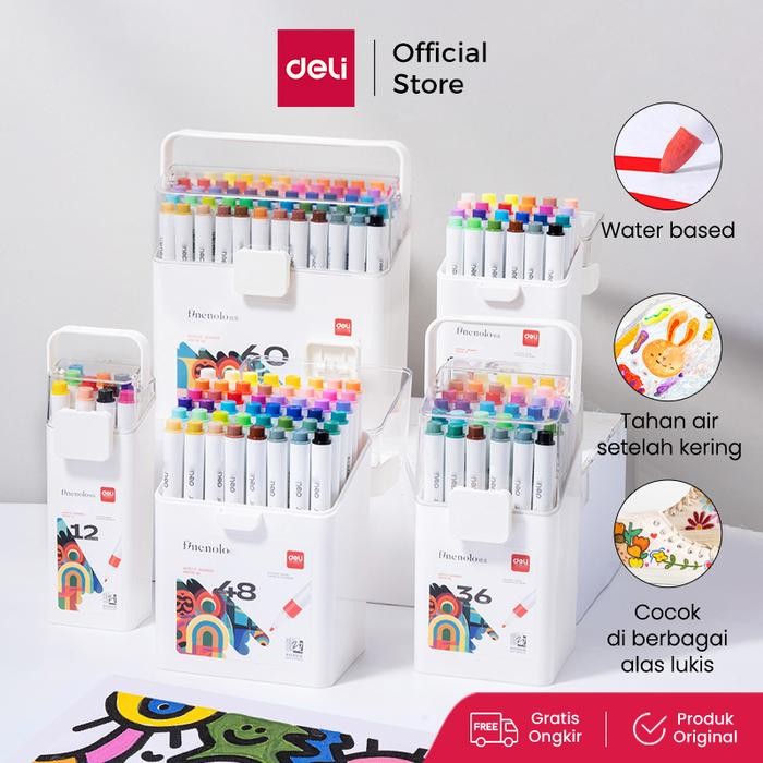 

Deli Spidol Akrilik / Acrylic Marker Water Based Warna Cerah HM118 - 12 Warna