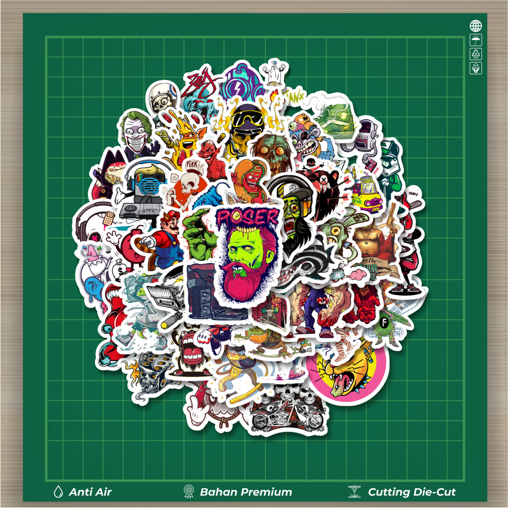 

HOT 50 PCS STIKER Stiker Grafiti Retro Art Character 1 Stiker Fashion Cars Decal Dingin Kartu Album Custom Vinyl Anti Air- Sticker Aesthetic Buku Journal Koper Casing HP Tablet Laptop Helm Motor Botol Minum