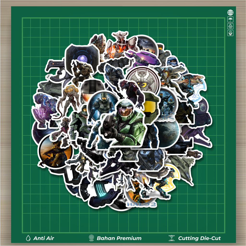 

HOT 50 PCS STIKER Stiker Game Series Halo Karakter Mix 6 Stiker Fashion Cars Decal Dingin Kartu Album Custom Vinyl Anti Air- Sticker Aesthetic Buku Journal Koper Casing HP Tablet Laptop Helm Motor Botol Minum