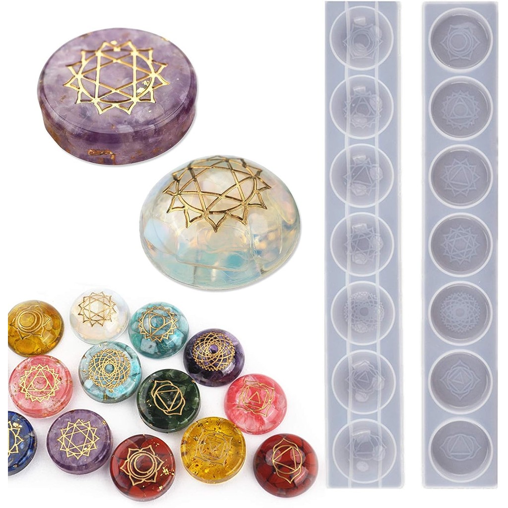 

DIY Epoxy Resin Mold Seven Chakras Semicircle Hemisphere Round Mirror Silicone Mold For Resin
