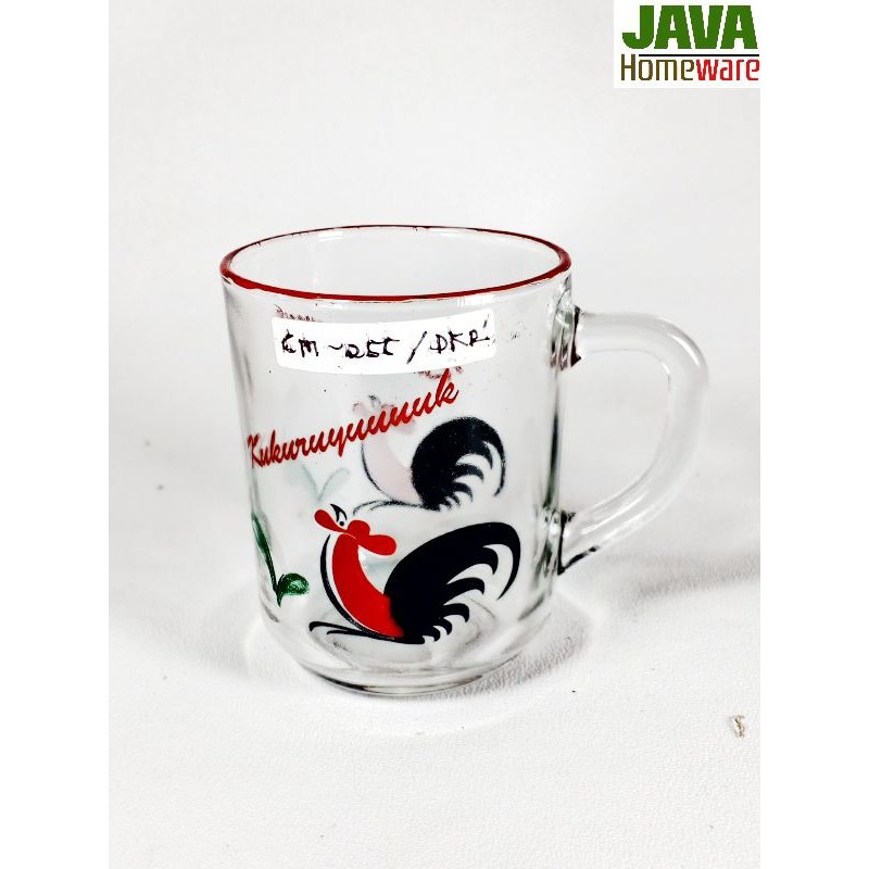 GELAS KACA MINUM AYAM KUKURUYUK CM 255 DKR (12BIJI) | GELAS KACA MINUM KOPI CAP AYAM | GELAS KACA KO