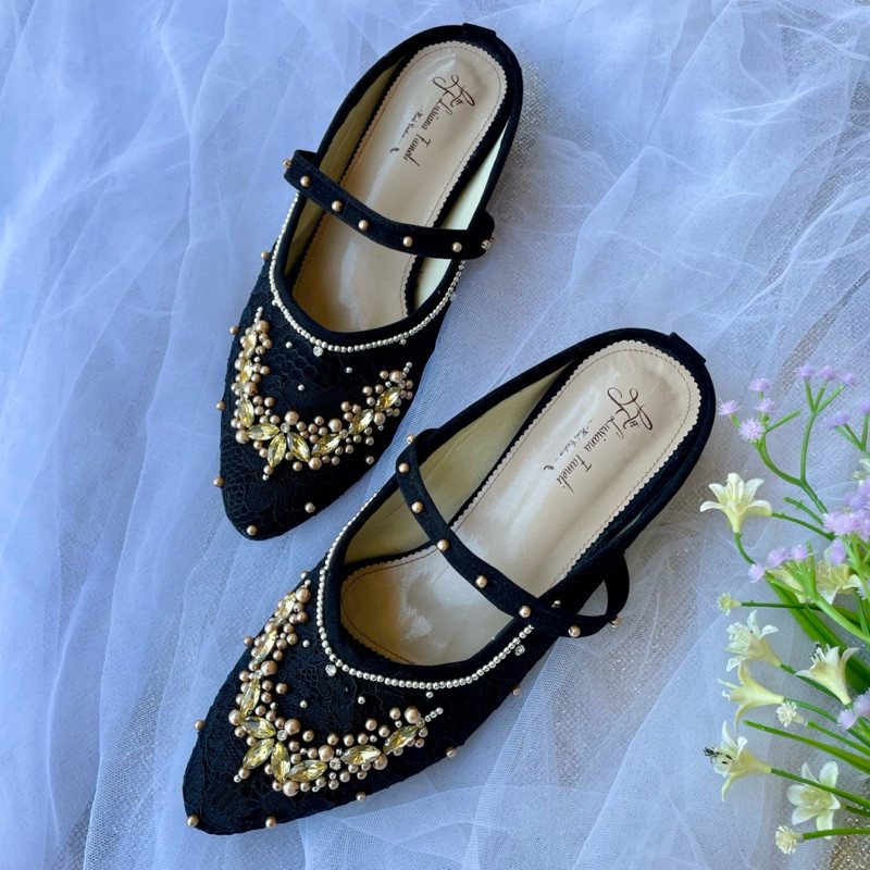 JISOO II | Eksklusif sepatu tali wanita wedding/lamaran/kondangan hak tahu 1 sampai 7 cm sepatu peng