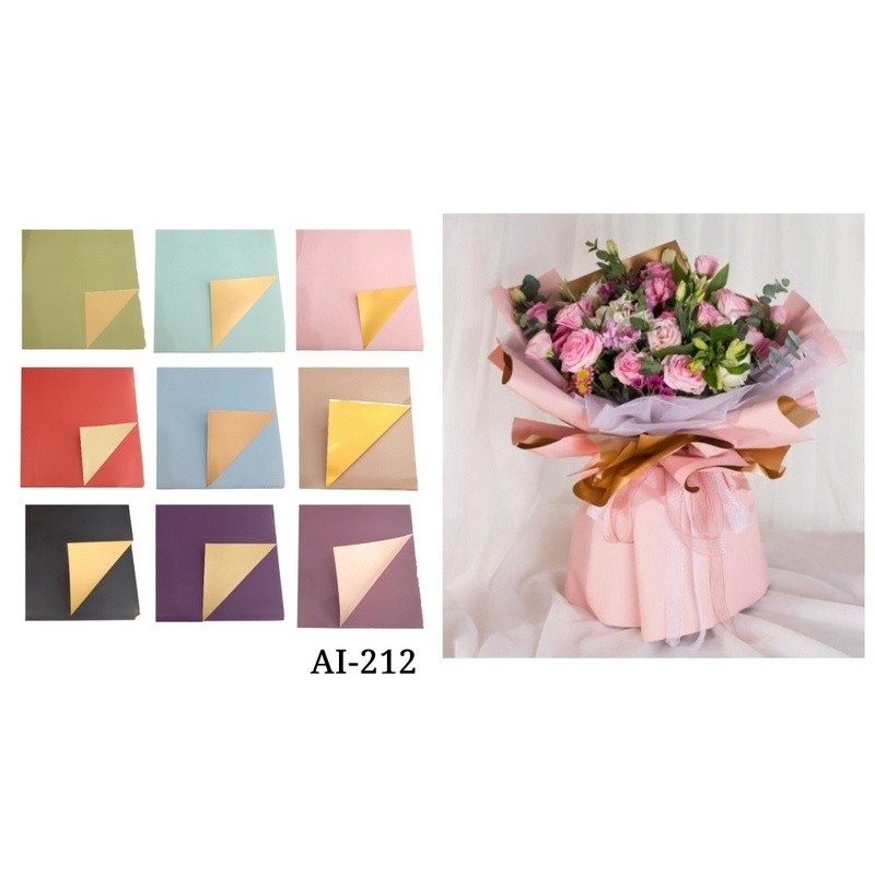 

[SDW] pekanbaru/Flower Wrapping Cellophane Bicolor Gold / Plastik Pembungkus Bucket 58X58CM