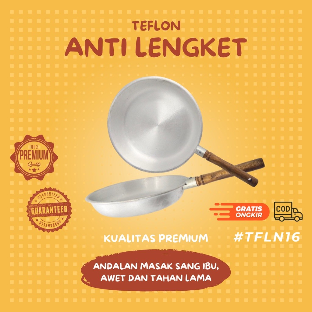 (1) TFLN16 - Produk terlaris penggorengan teflon wajan tebal alumunium anti lengket set frypan teflo