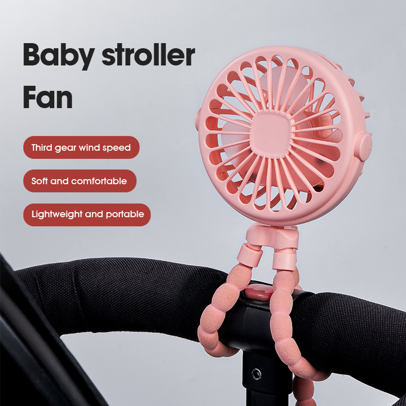 Baby Stroller Fan Mini Handheld Personal Portable Fan Car Seat USB or Battery Powered with Flexible 