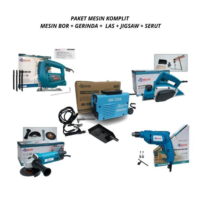 Paket ( 4 ) Item MIKAYO Mesin Bor & Gerinda Set+MIKAYO Electric Planer+MIKAYO Jig Saw+Mikayo Mesin L