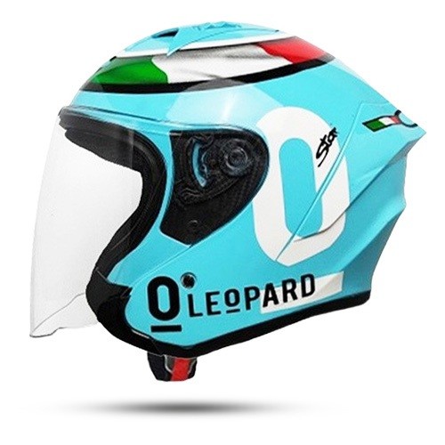 NURYANTO.SHOP Helm Half Face Mla Hakai Leopard Motif Terbaru Kaca Clear Helm Kekinian SNI Helm Motor