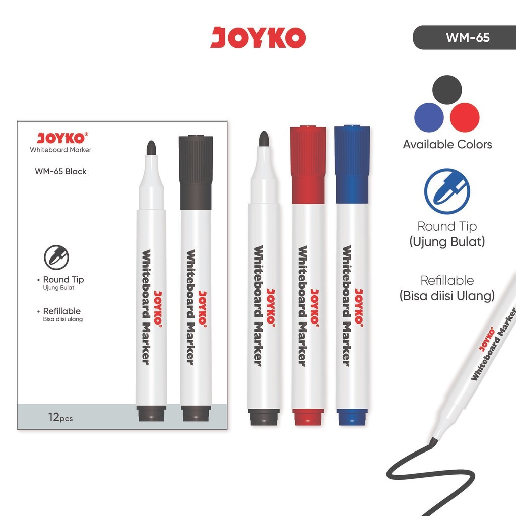 

Whiteboard Marker Joyko WM-65 | Spidol Papan Tulis Joyko | Ecer